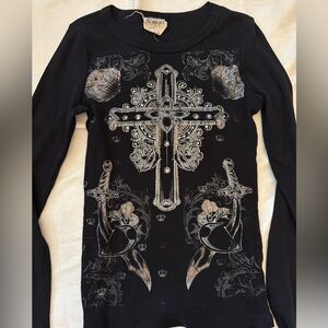 Vocal brand rhinestone graphic longsleeve tshirt